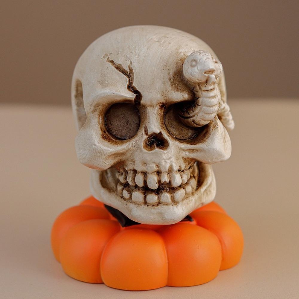 Gothic Style Rotating Pumpkin Ghost Ornament Spooky Halloween Pumpkin Statue Housewarming Gifts