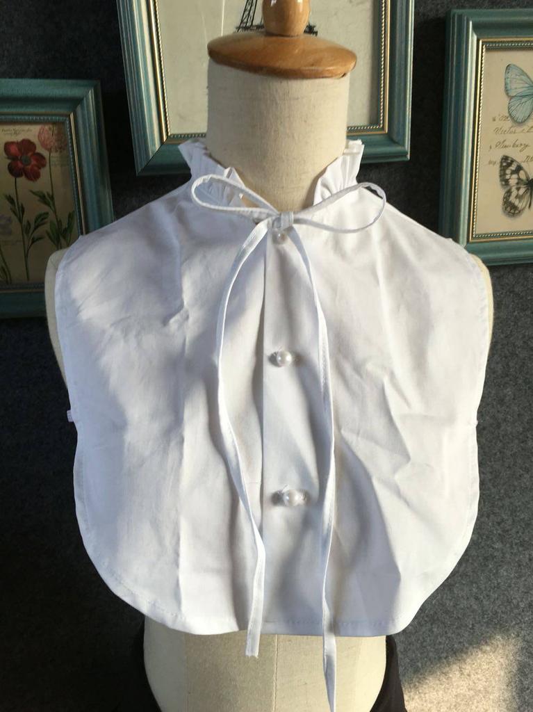 White Cotton Lace Stand-up Collar Sweet Fake Collar Cute Bow-tie Shirt-style Sweater Fake Collars for Women