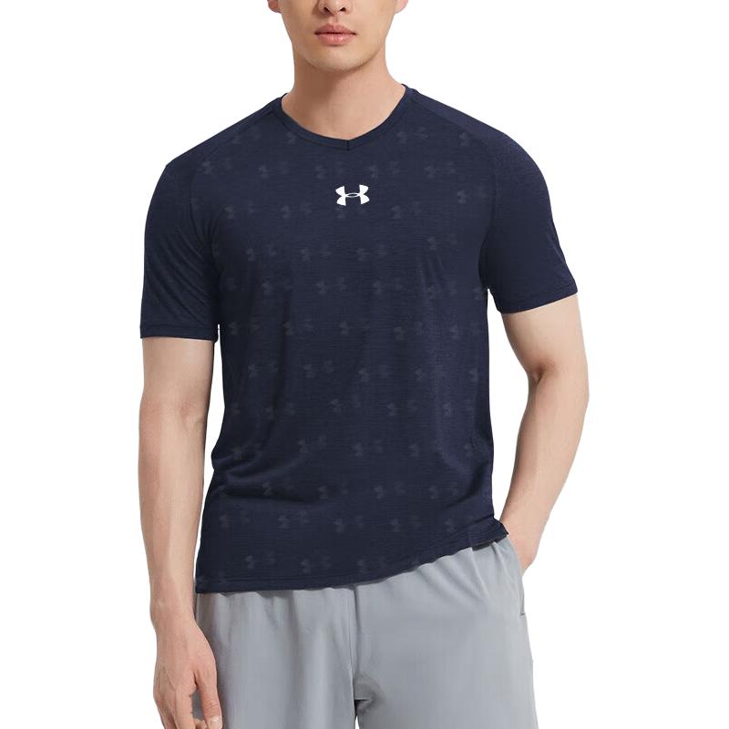 Under Armour Футболка с коротким рукавом из дышащего трикотажа с логотипом, тренировочные шорты для бега и тренировок, повседневный спортивный комплект 21500531-409+21500231-409