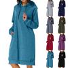 Cute Hooded Dress For Teen Girls Solid Color Drawstring Pocket Long Sleeve Fall Plus Size Sweatshirt Dress