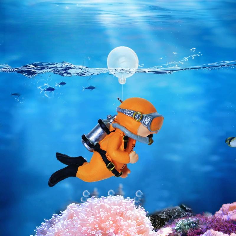 Мини-фигурка аквалангиста, фигурка аквалангиста в действии, украшение для аквариума, искусство, креативные ландшафтные аксессуары для аквариума
