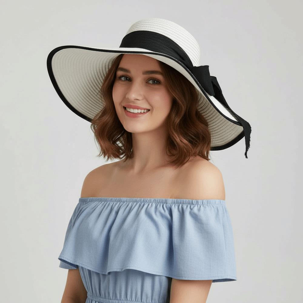 Bowknot Ribbon Weave Sun Cap Oversize Sun Protection Hat Fashion Straw Sun Hat  Summer