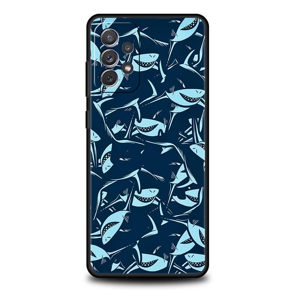 Чехол для телефона с узором «Акулы на море» для Samsung Galaxy A55 A35 A15 A14 A13 A25 A54 A51 A71 A72 A73 A32 A52 A41 5G Мягкий корпус из ТПУ