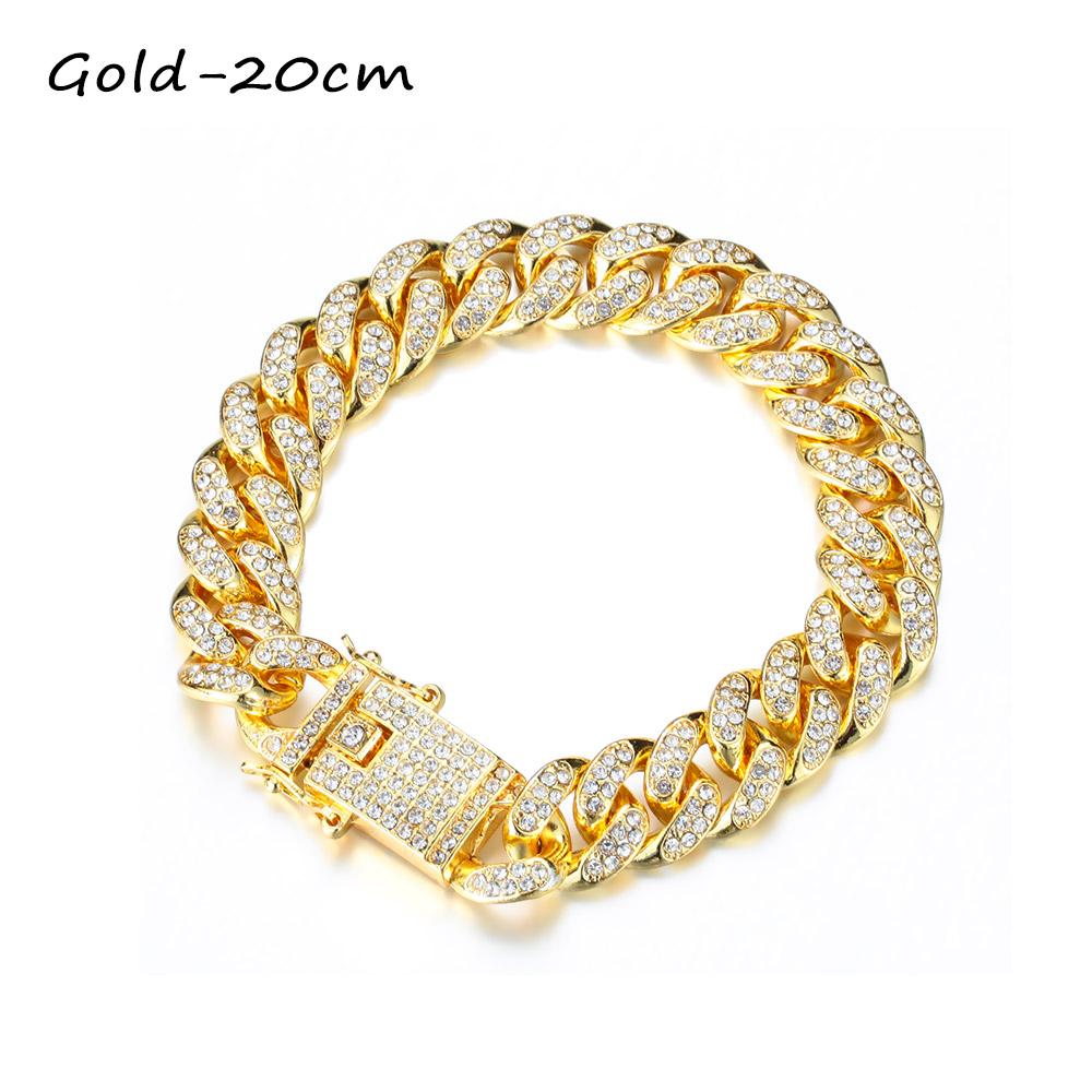 Women Men Diamond Luxury Shiny Hip Hop Bracelet Inlaid Rhinestone Link Chain
