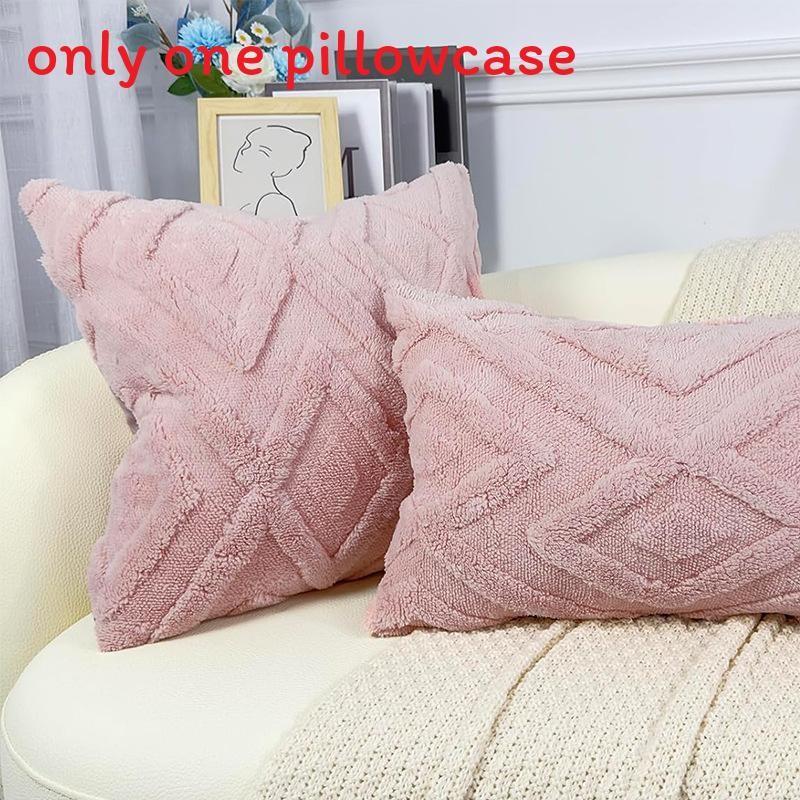 Pillow Geometric Cover Plush Material  And Logo Living Room Sofa Home Decor
