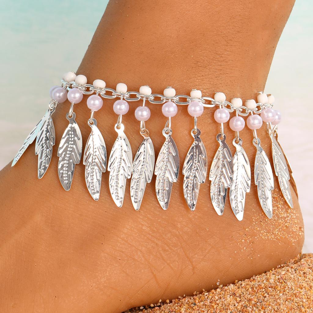 High Quality 2026 Retro Ethnic Style Anklet Bohemian Personality Fashion Shell Pearl Beach Vacation Foot Accessories