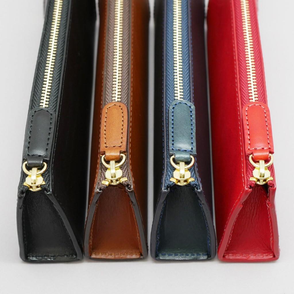 Rio Zipper Pen Case L Camel Leather Italian Leather Large Size Simple Gift Slip-On A-IOL-3501