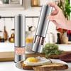 2pcs Electric Salt and Pepper Grinder Set, Automatic One Handed, Stainless Steel Grinders with Lights and Adjustable Coarseness