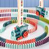 1 Set Kids Dominos Train Toy with Light Music Automatic Laying Domino Train