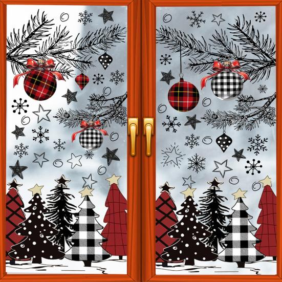 8 листов/комплект рождественских оконных наклеек из водонепроницаемого ПВХ с изображением елки и шара в виде снежинки