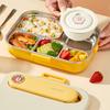 4/5 Grids Portable Bento Box With Bowl & Cutlery 304 Stainless Steel Divided Lunch Box Microwave Heatable Lunch Container Set