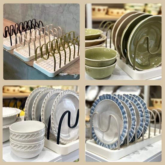 Настольная сушилка для посуды, стойка для крышек от кастрюль, органайзер для крышек от сковородок с регулируемыми отделениями для выпечки и тарелок, для шкафа, кухонной столешницы