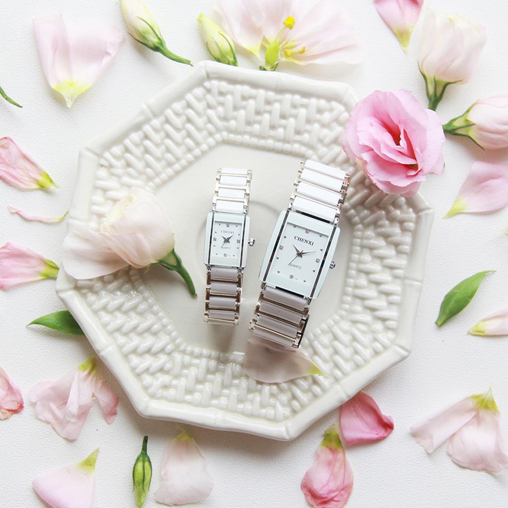 Роскошный бренд CHENXI элегантные женские часы со стразами белые серебряные простые стильные керамические браслеты кварцевые повседневные женские наручные часы