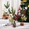 25CM Table Mini Christmas Tree with Flower, Small Size Christmas Trees Gift for Kids and Friends, Desktop Christmas Tree, New Year's Tree Decoration