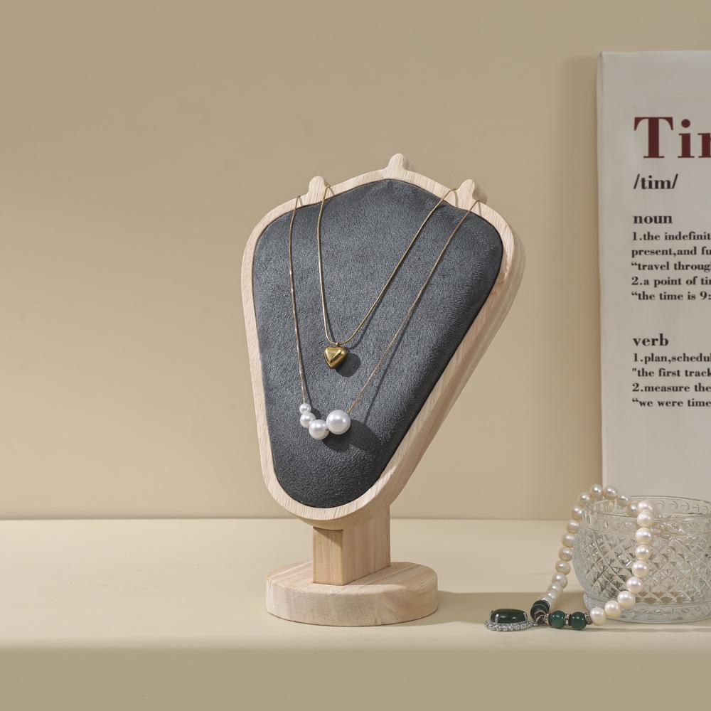 Mannequin Wooden Velvet Necklace Pendant Chain Jewelry Bust Neck Display Stand Holder Mannequin Necklace Pendant Window Display