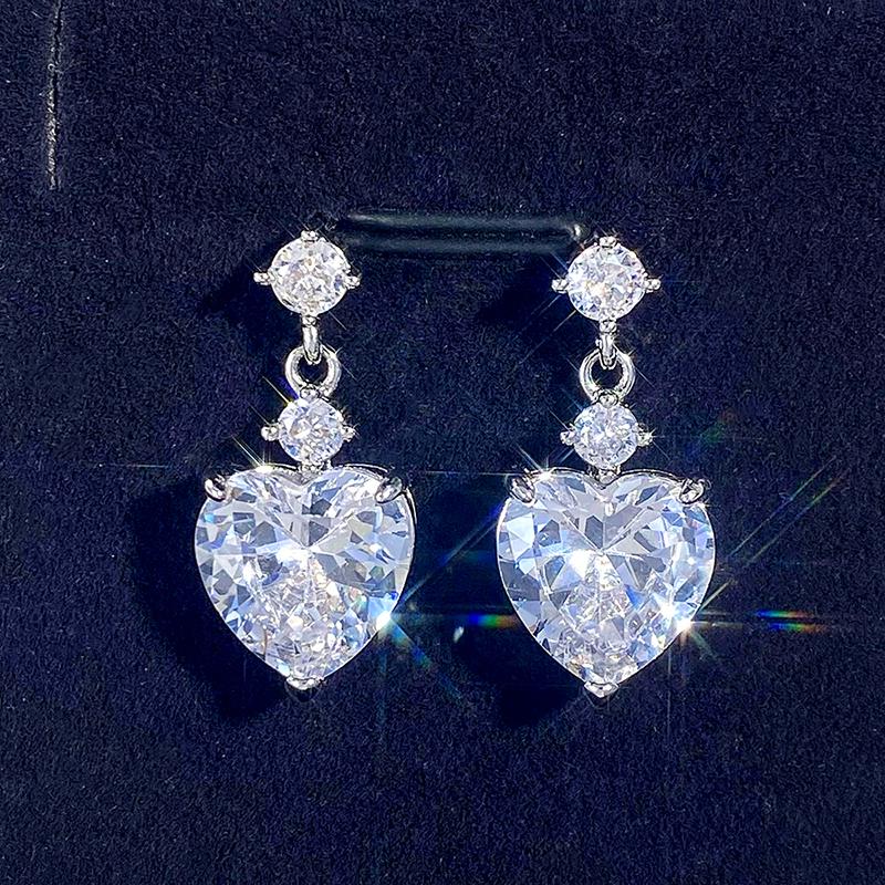 Серьги-подвески Huitan White/Pose/Yellow Heart Cubic Zircon для женщин, модные, стильные, женские, свадебные украшения