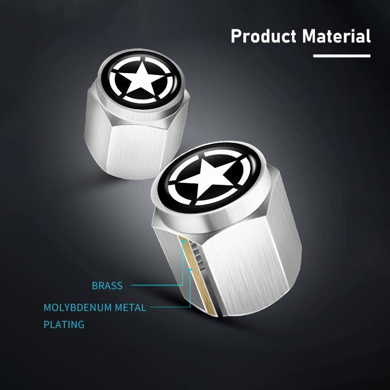 For Jeep 4PCS Car Logo Metal Wheel Tire Valve cover Cap Auto Styling Accessories Cherokee Patriot Liberty Wrangler JK JL
