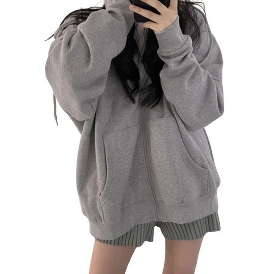 Women's Oversized Hoodies Full Zip Up Long Sleeve Sweatshirt with Pockets Casual Drawstring Jackets Fall Outwear