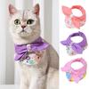 Pet Collar Flower Pattern Cat Triangle Towel with Bowknot Comfortable Button Closure Dog Neckerchief Pet Supplies
