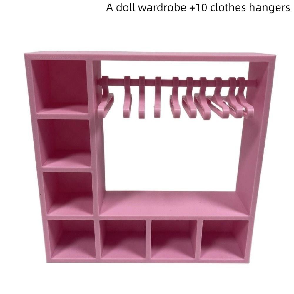 Large Capacity Doll Clothes Closet with 10 Hangers Doll Accessories Display Box  for Doll Clothes
