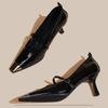 Women Heels Shoes Autumn 2025 Elegant Square-toed Women Sandals Pu Leather Fashion Dress Party Shallow Buckle Zapatos De Mujer