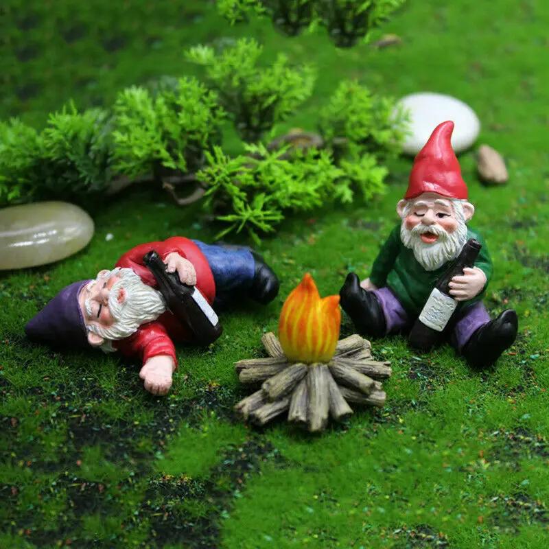 1 Set Personality Garden Decoration Dwarfs Resin Crafts Micro Landscape Scene Set Decoration