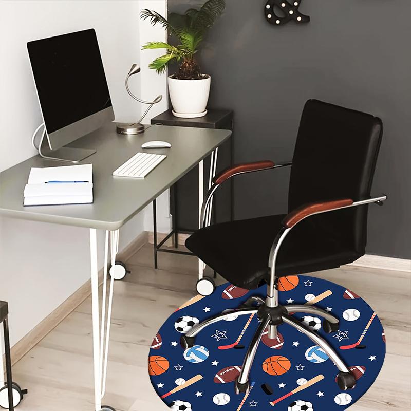 1pc Office Carpet Chair Mats Sports Balls Pattern Perfect for Decorating Office Chairs, Living Rooms, Or Bedrooms