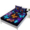 Butterfly Flower Kit, Bed Hat Three-Piece Set, Bed Cover, Pillowcase, Mattress Protective Cover.