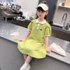 Girls Summer Heart Print Polo Dress Korean T Shirt Dress for Kids