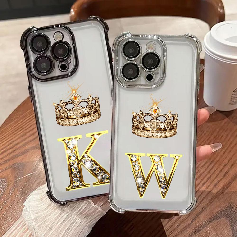 Чехол для телефона с инициалами K W N F J O для iPhone 11 13 15 16 17 Pro Max 14 Plus 17Air 16E 13 Pro 12 Mini 17Pro Мягкий прозрачный чехол
