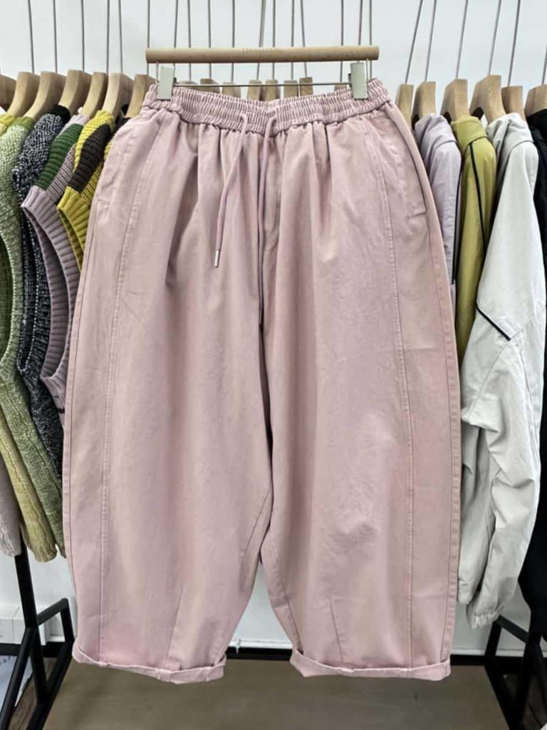 31049 Korean Style Loose Plus Size Casual Retro Wash Cotton Dad Carrot Pants