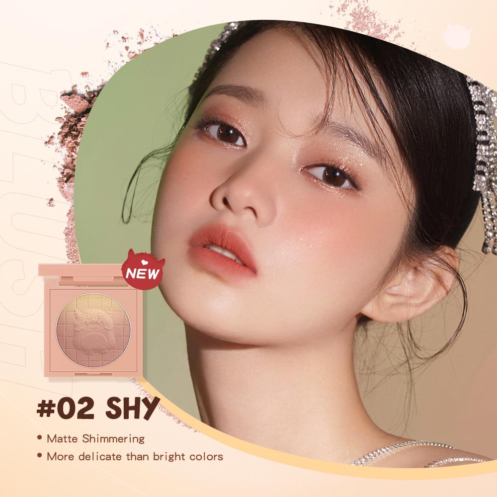 Румяна с тиснением и градиентом, палетка мягких и гладких оттенков, кремовые румяна, высокий пигмент, розовые блестящие тени для лица, пудра для макияжа