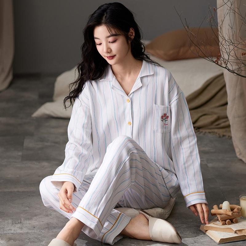 Пижамный комплект Purple Tulip, женская одежда для сна, хлопковая, с длинными рукавами, длинные брюки, осенне-зимняя пижама для девочек, мягкая, уютная, на пуговицах, милая