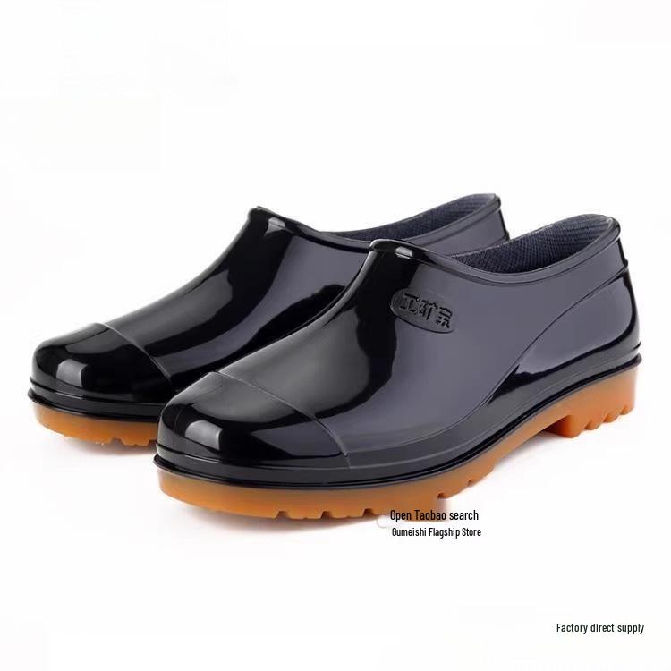Men's Low-Cut Wear-Resistant Fashion Rain Boots: Non-Slip, Thickened Rubber Galoshes for Construction Sites