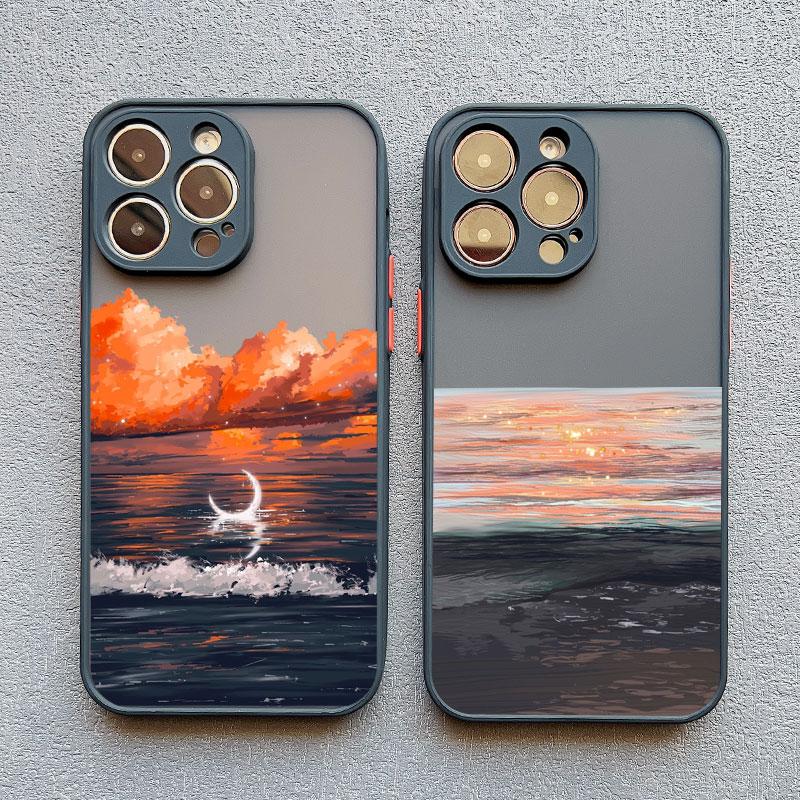 Для iPhone 16 13 Pro Max Модный синий чехол с морским пейзажем для iPhone 15 14 7 8 Plus XS X XR 16 13 12 11 14 15 Pro Max