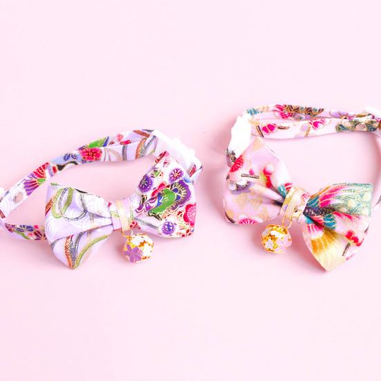 Ошейник для домашних животных в японском стиле, регулируемый отрывной воротник для домашних животных, кошек, собак, ошейники с бантом для