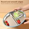 Stainless Steel Dinner Plate Divided Food Plate Round Serving Tray Canteen Lunch Dishes Container for Kids