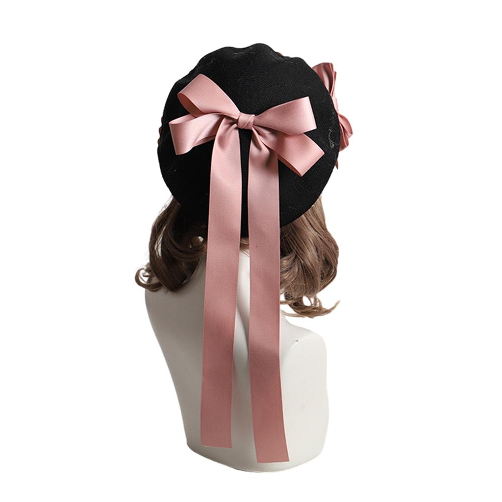 Newsboys Beret Hat for Women Breathable Cabbie Hat Cool Joker Girl Ribbon Bowknot Octagonal Cap Subculture Cool Headwear