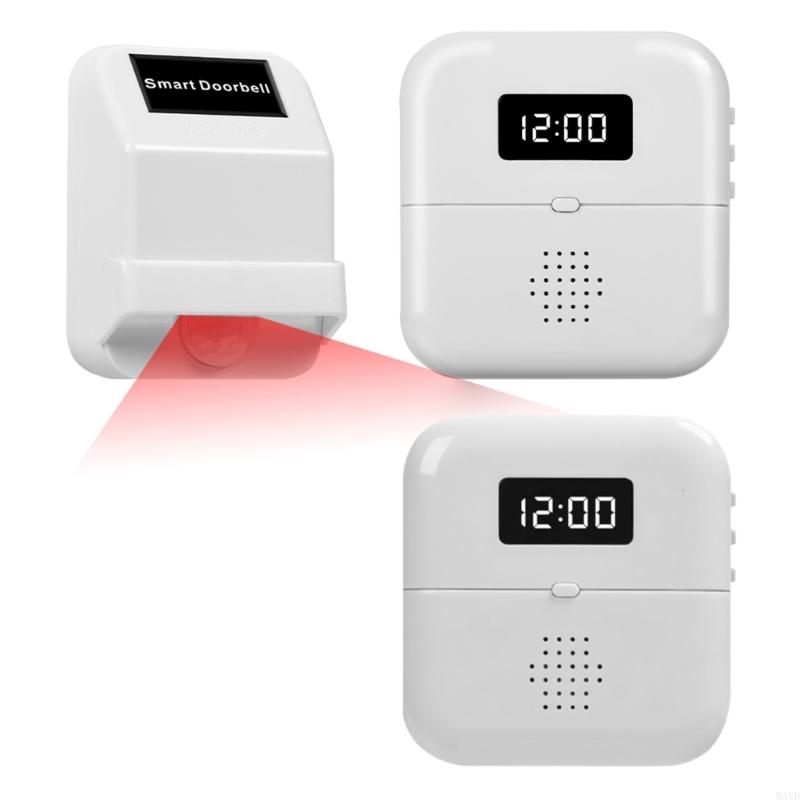 European Wireless Doorbells with Motion Sensors Time Display & USB Battery Operation Wireless Not Theft Alarm ABS M4YD