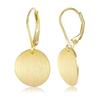 Round Geometric Drop Earrings Gold/Silver Tone Circle Disc Coin Flat Brushed Drop Earring for Fashionable Women