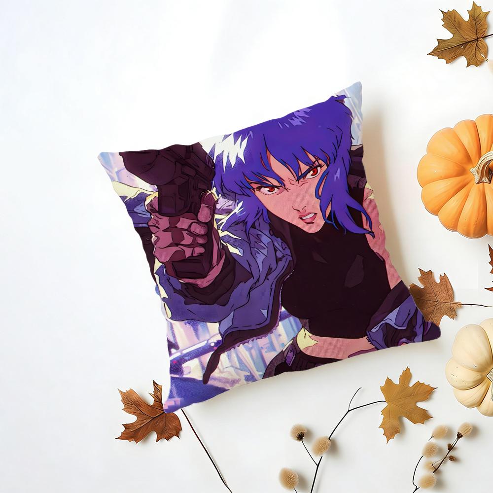 GGhost in the Shell Cushion Cover Washable Linen Pillowcase Soft for Daily Sofa Bed Home Room Decor