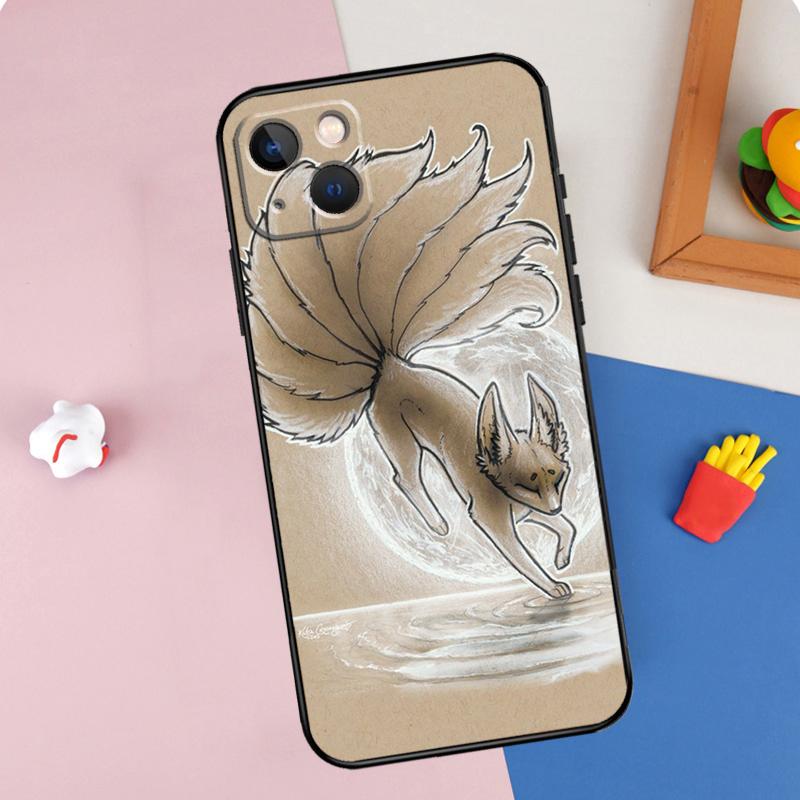 Чехол 'Девятихвостая Лиса' для iPhone 11 12 13 14 15 16 Pro Max Mini XS XR X Plus Мягкий Защитный Чехол