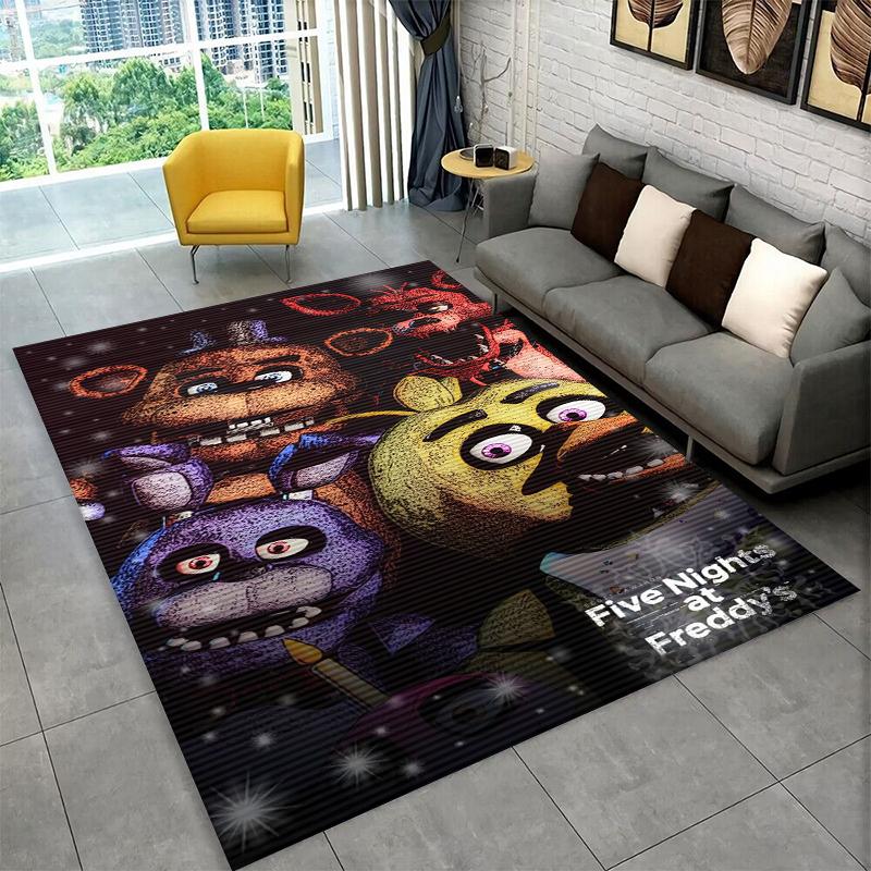Классический ковер-коврик F-FNAF Хоррор Игра Фредди для игровой комнаты, спальни, гостиной, дивана, домашнего декора, детский коврик, нескользящий коврик для пола