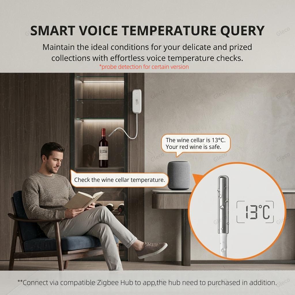 Умный термометр-гигрометр Zigbee с зондом, датчик температуры жидкости для бассейна, холодильника, морозильной камеры, для 2MQTT TUYA Smart Life