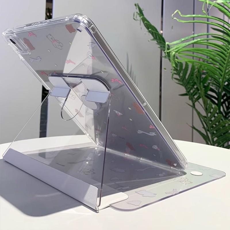 IPad Pro 11 Case Air 6 10th Gen Transparent Crystal Cover With Pencil Slot Cartoon Design Shockproof Folio