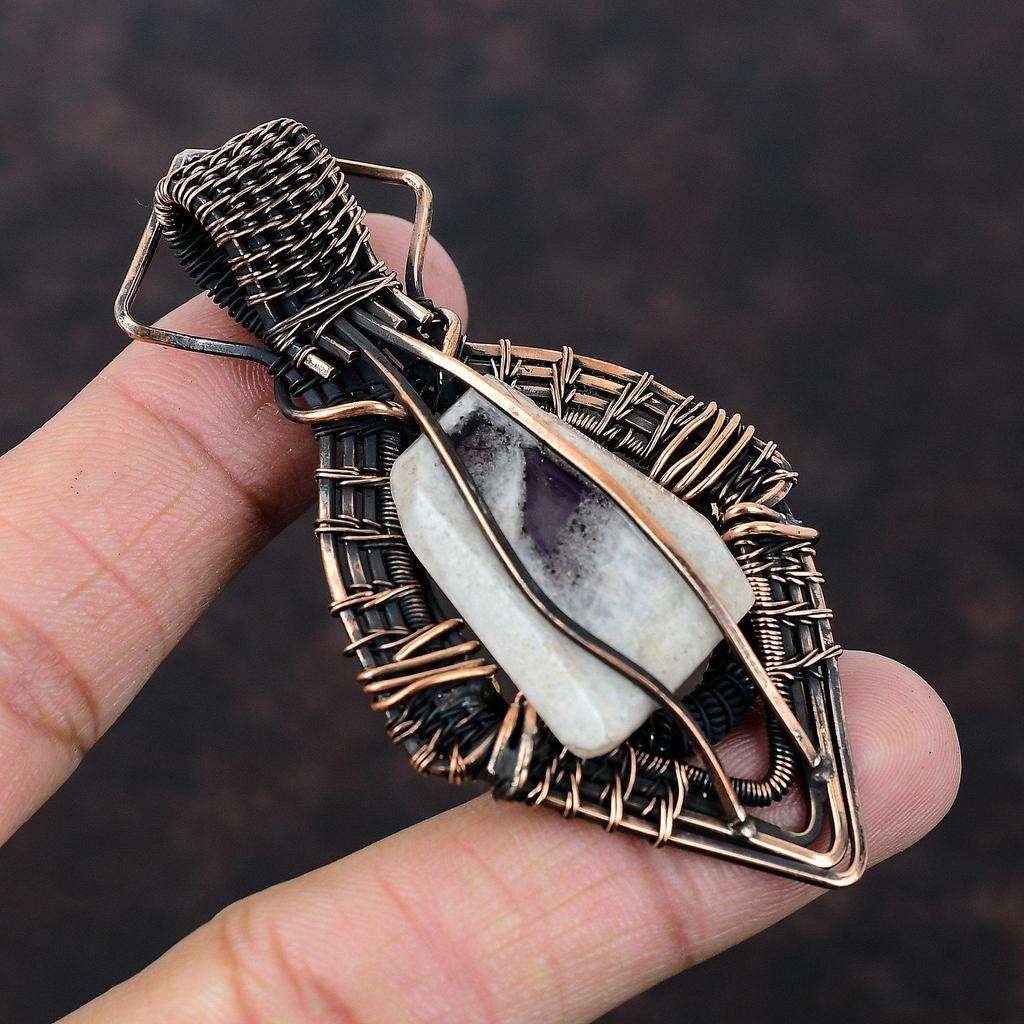 Super 23 Amethyst Pendant Copper Wire Wrapped Pendant Gemstone Pendant Wire Wrap Jewelry Gift For Him Handmade Decent Pendant Copper Jewelry