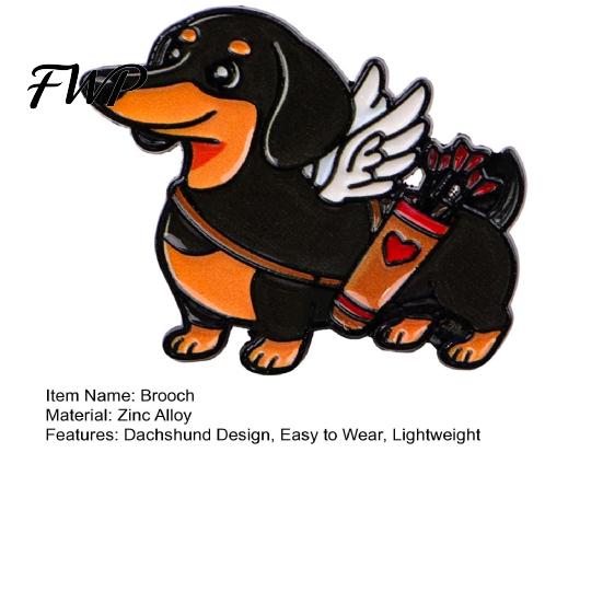 Zinc Alloy Brooch Decorative Enamel Dachshund Design Lapel Pin Textured Sweater Dress Suit Badge Versatile Outfit Accessory