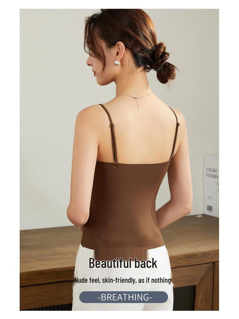2025 Новая женская бесшовная весенняя майка с нагрудными вкладышами - Удобная, стильная и подходящая для ношения как нижнее белье или как верхняя одежда