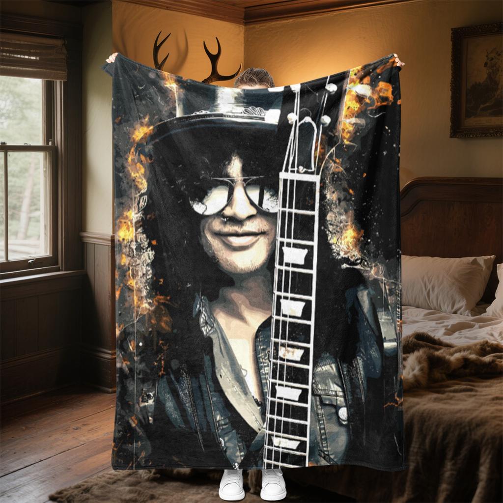 Guitarist Top Hat Guitar Soft Comfortable Blanket Suitable All Seasons Perfect Gift Office Nap Outdoor Travel