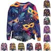 Women's Fashion  Printed Long Sleeve Loose Round Neck Sweatshirt Top